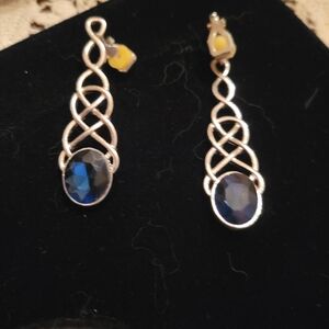 Elegant Silver and Blue Drop Earrings